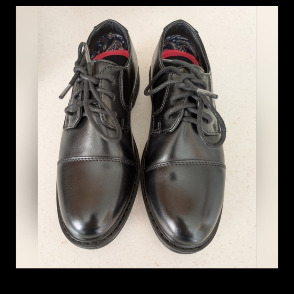 Boys Black Lace Up Dress Shoes Oxford Size US 13‎ NEW